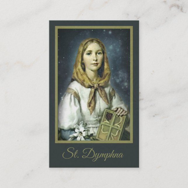 Patroness de Dymphna del santo de las tarjetas (Anverso)