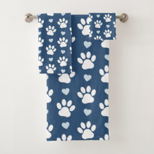 Pattern Of Paws, Dog Paws, White Paws, Blue Hearts