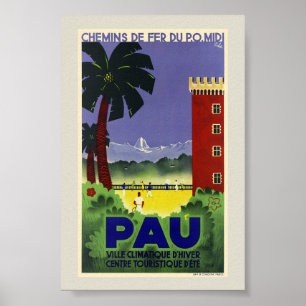 Pau Francia Póster Vintage 1935