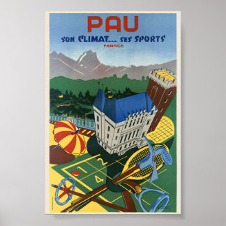 Pau su clima... sus deportes Póster Vintage 1935