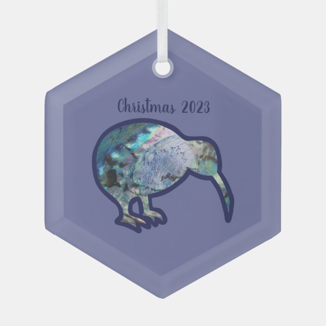 Pāua Kiwi Bird Xmas Decoración (Anverso)