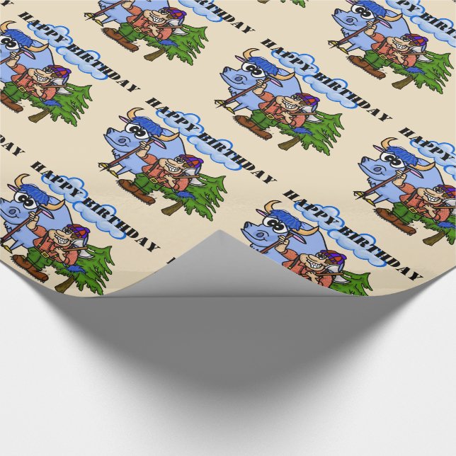 Paul Bunyan y bebé el papel de regalo azul del (Esquina)