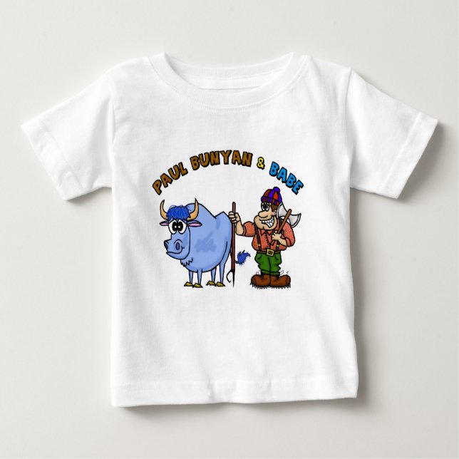 Paul Bunyan y bebé la camiseta de sus niños azules (Anverso)