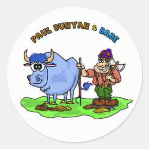Paul Bunyan y bebé los pegatinas azules del buey