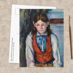 Paul Cezanne - Niño con Chaleco Rojo Tarjeta Posta