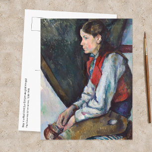 Paul Cezanne - Niño con Chaleco Rojo Tarjeta Posta