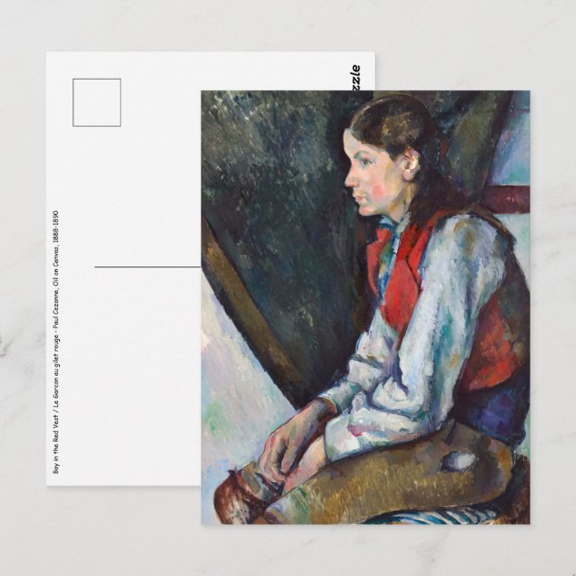 Paul Cezanne - Niño en la postal Red Vest (Anverso / Reverso)