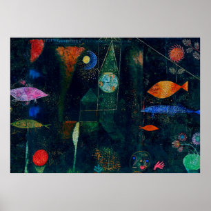 Paul Klee Fish Magic Resumen Pintura de arte gráfi