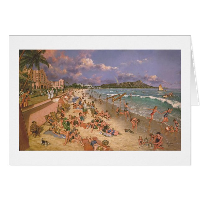 Paul McGehee "en la playa en tarjeta de Waikiki" (Anverso (Horizontal))