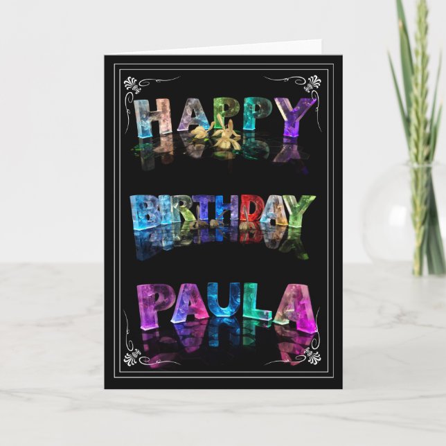 Paula - Tarjeta de saludo de Nombre en Luces (Foto (Anverso)