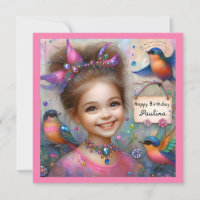 PAULINA ~ Tarjeta de cumpleaños ~ chica mariposa ~