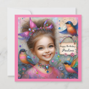 PAULINA ~ Tarjeta de cumpleaños ~ chica mariposa ~