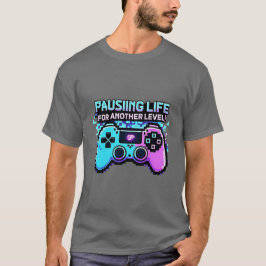 Pausar la vida para otro jugador retro de camiseta