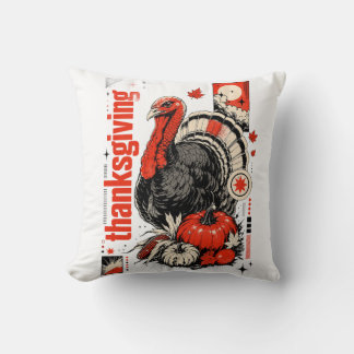 Pavo de Acción de Gracias Vintage y Almohada de Ca