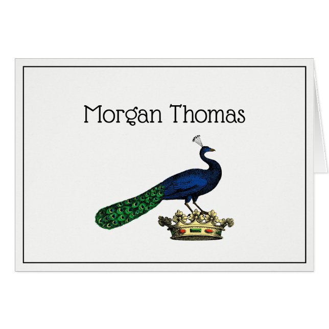 Pavo de pavo real con estilo heráldico en la coron (Anverso (Horizontal))