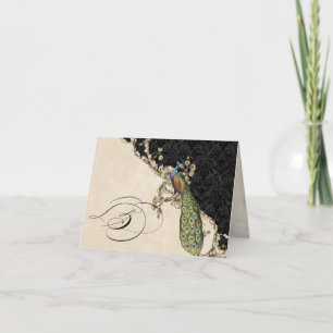 Pavo real 1 Notecard inicial con monograma - S del