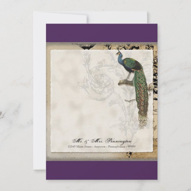 Pavo Real 6 - Tarjeta de Nota plana de agradecimie (Anverso)