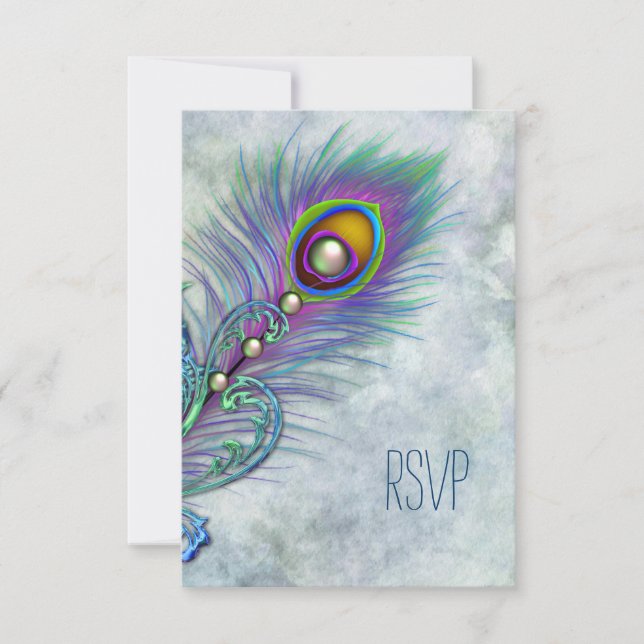 Pavo Real Acuarela Vintage RSVP (Anverso)