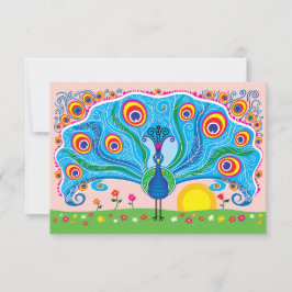 Pavo real con flores