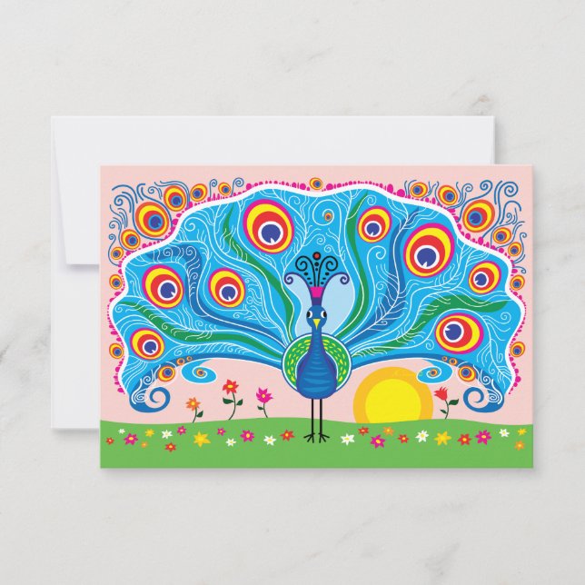 Pavo real con flores (Anverso)