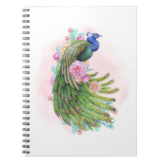 Pavo Real de Acuarela Verde – Cuaderno de Fotos en