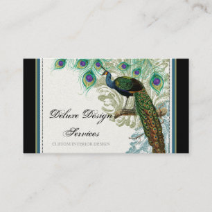Pavo real del vintage, plumas - tarjetas de visita