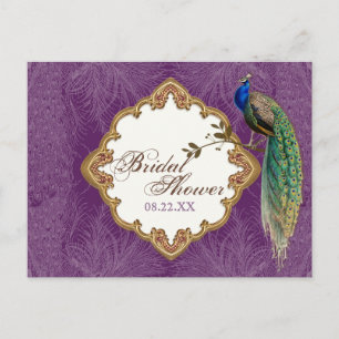 Pavo Real Dorado y Remolinos - Tarjeta Postal para