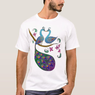 Pavo real en camiseta del amor
