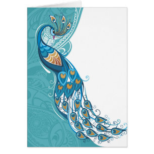 Pavo real en el ilustracion verde azulado