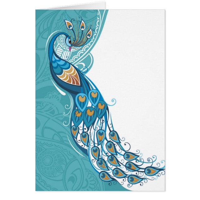 Pavo real en el ilustracion verde azulado (Frente)