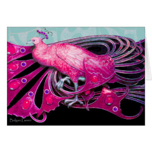 PAVO REAL FUCsia ROSA ELEGANTE CON REMOLINOS GEOMÉ