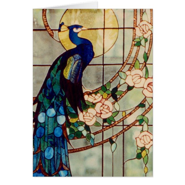 Pavo real hermoso del vitral (Frente)