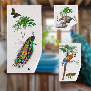 Pavo real, loro y elefante de D'Orbigny