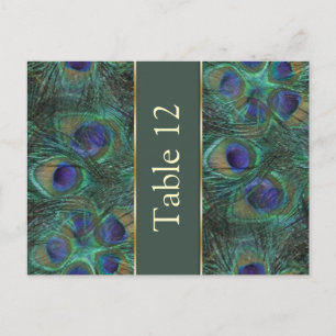 Pavo real verde púrpura Número de mesa Tarjeta pos