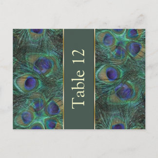 Pavo real verde púrpura Número de mesa Tarjeta pos