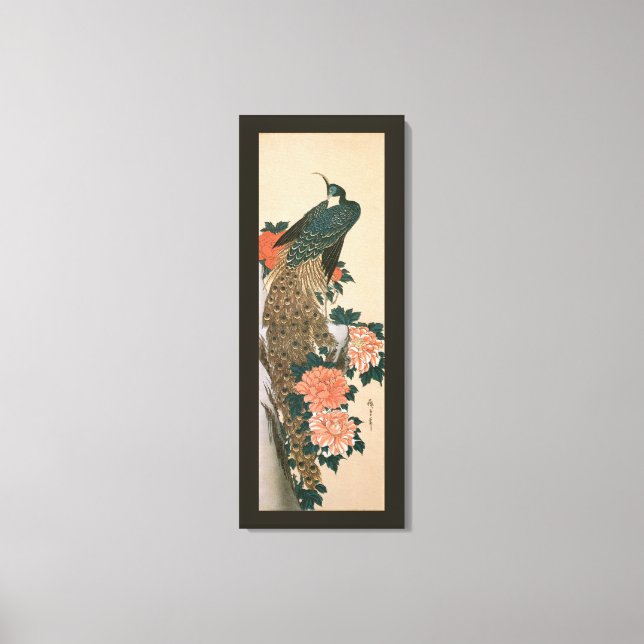 Pavo real y peonías por Hiroshige, Arte japonés (Anverso)