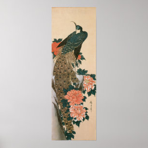 Pavo real y Peonies por Hiroshige, arte japonés