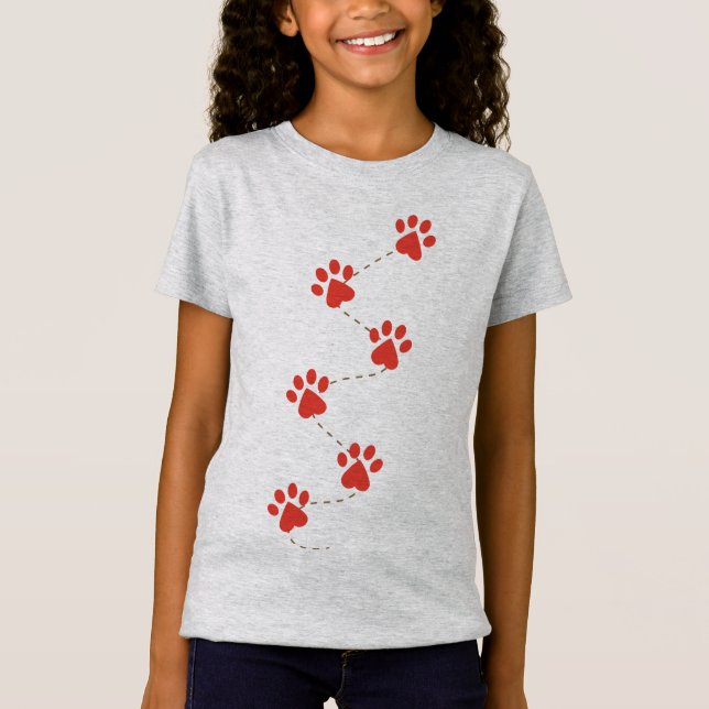 Paw Chicas de doble lado camiseta de finas Jersey (Anverso)