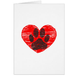 Paw De Perro Esbozada En El Corazón Rojo