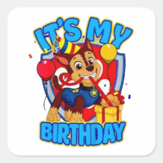 Paw Patrol Chase Es Mi Cumpleaños Niño Calcomanía