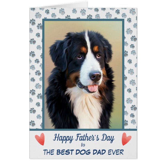 Paw Print Dog Dad Photo Template del Día del Padre (Frente)