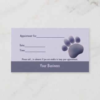 Paw Tracks Tarjeta de cita para empresas veterinar