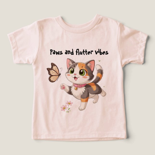 Paws and Flutter Vibes  Kids T-Shirt (Diseño delantero )