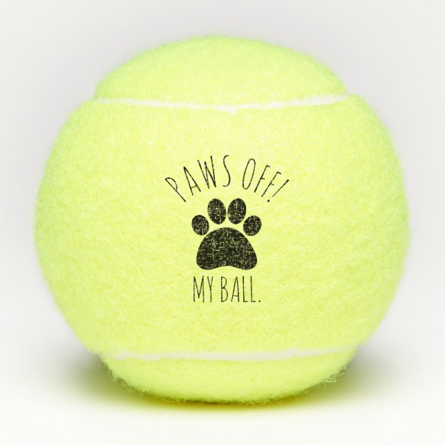 "¡Paws Off!... ¡Mío!" Pelota de tenis para perros (Anverso)