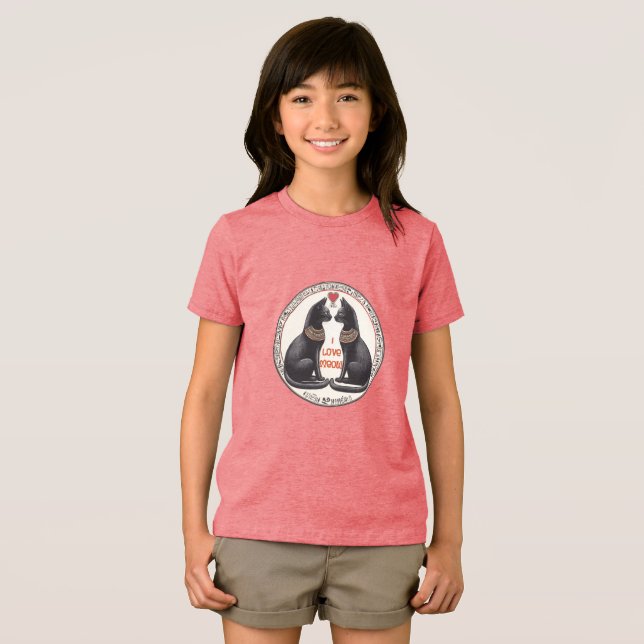 Pawsitive in Love: Adorable Cat Pareja camisetas ( Anverso Completo)