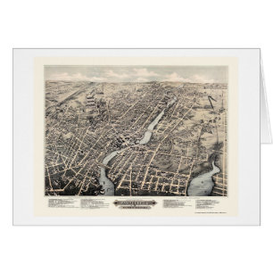 Pawtucket, mapa panorámico de RI - 1877