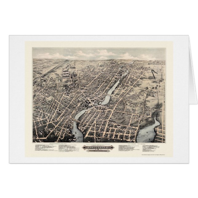 Pawtucket, mapa panorámico de RI - 1877 (Anverso (Horizontal))