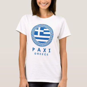 Paxi y bandera de Grecia camiseta blanca para muje