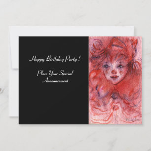 PAYASITO ROJO, Invitación de cumpleaños de fiesta 