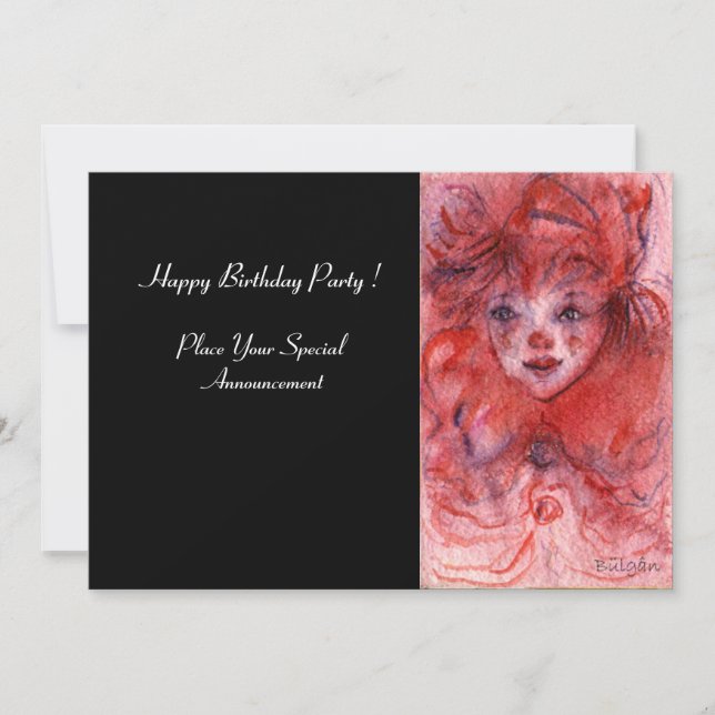 PAYASITO ROJO, Invitación de cumpleaños de fiesta  (Anverso)